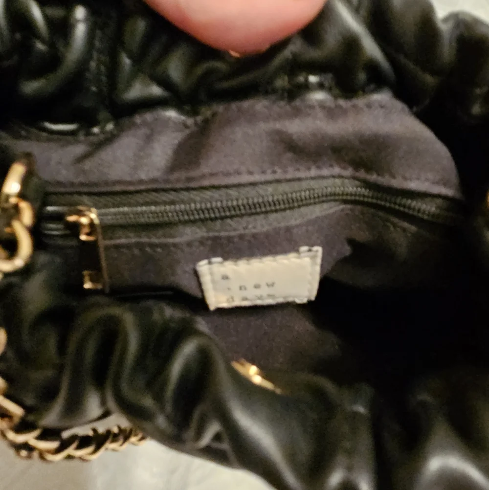 A New Day Black Quilted Vegan Leather Ruched Hobo Pouch Small Shoulder Bag